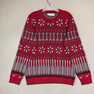 SpaceX Sweater Mens M Red Rockets Starship Design Holyday Christmas Pullover